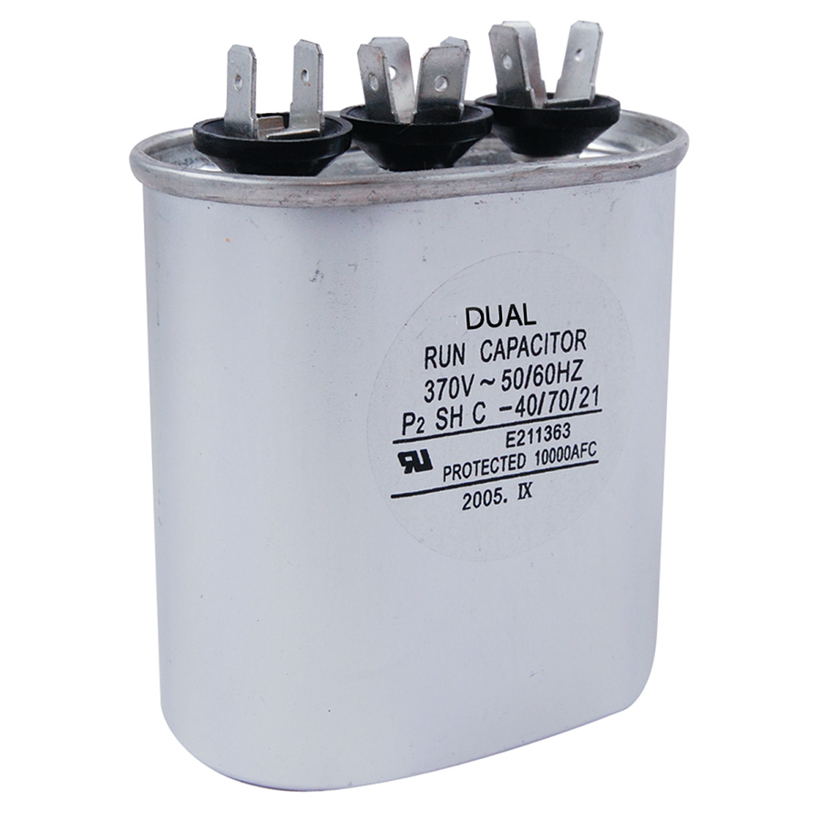 370V Oval Dual Capacitor 20/5 MFD