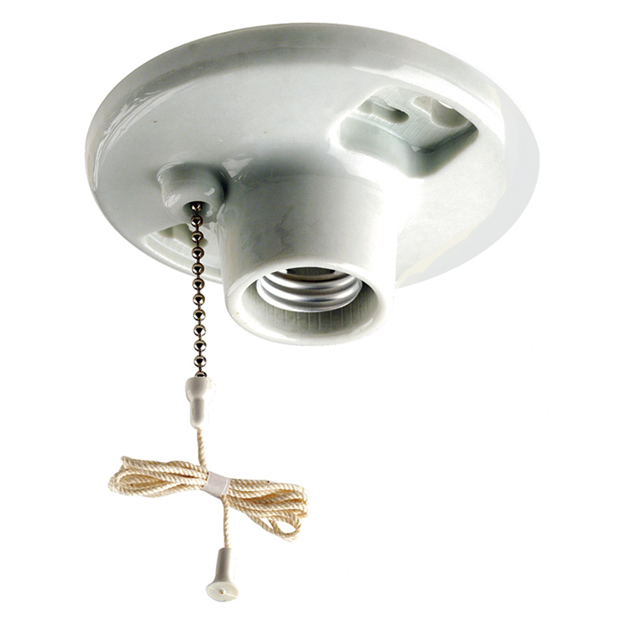 Leviton White Porcelain Ceiling Lamp Holder with Chain 425505 Lowe