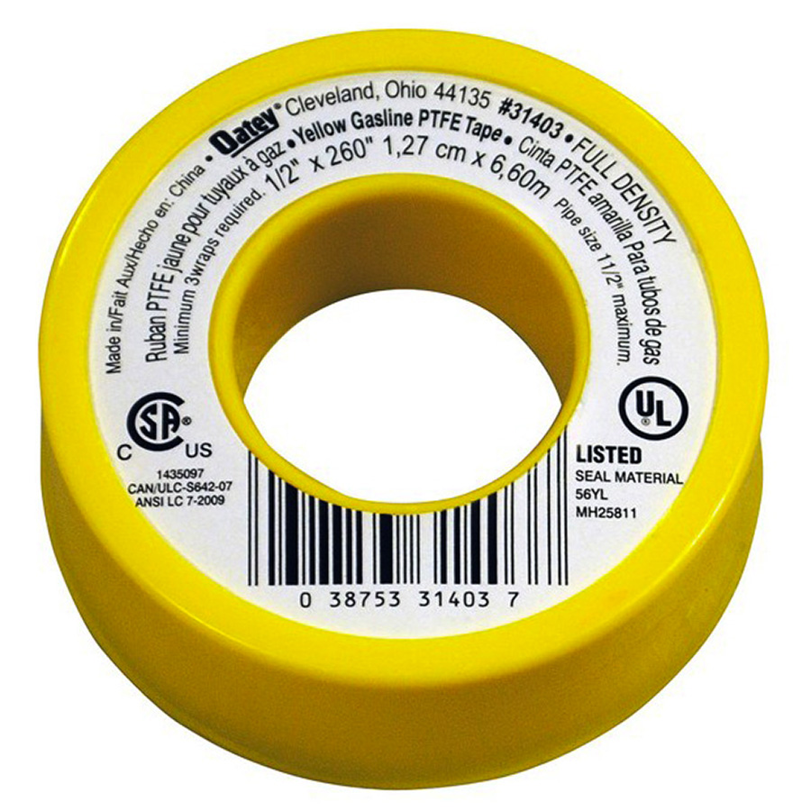 Oatey Yellow Gas PTFE Tape 1/2Iin X 260in 760335 Lowe's Pro Supply