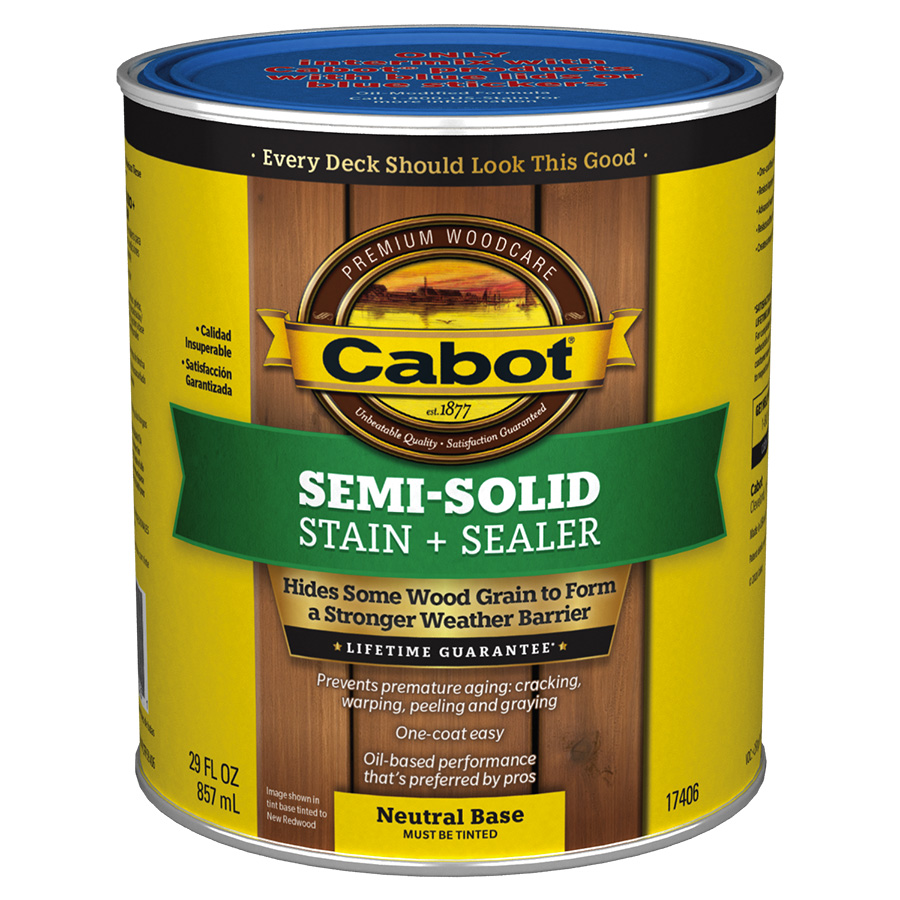 Cabot Neutral Base Semi Solid Exterior Wood Stain Low VOC Quart