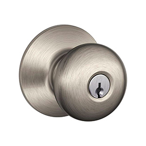 schlage plymouth f-series entry lockset satin nickel