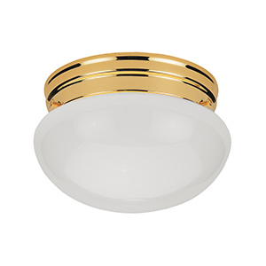 7" Alabaster Mushroom Ceiling Fixture Polished Brass