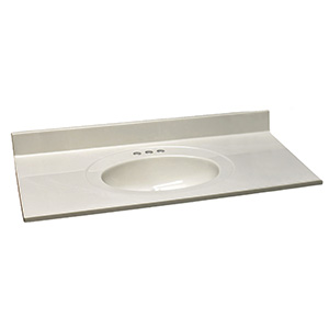 Cultured Marble Vanity Top 43" X 22" White on White