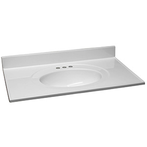 Cultured Marble Vanity Top 59" X 22" White on White