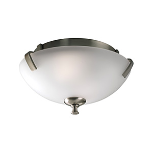14" Etched Glass Flush Celling Fixture Brushed Nickel