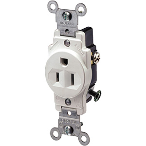 Leviton Narrow Body Two-Pole Single Receptacle  5015 White
