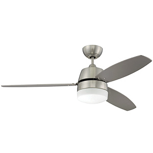 52" 3-Blade Downrod Mount Fan with LED Light Brushed Nickel