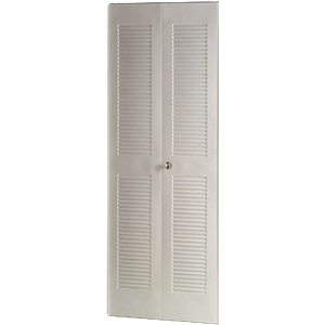 Metal Bifold Door Set Full Louver Ivory 18" x 80"