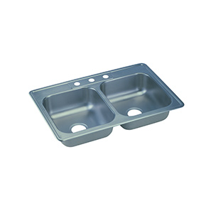 Elkay Stainless Steel Kitchen Sink Double Bowl 3-Hole