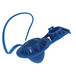 blue vinyl flapper with kink-free vinyl pull strap